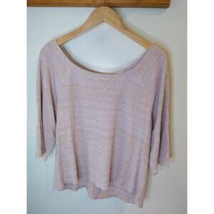 We The Free Lavander Sacramento Waffle Knit Thermal Oversized Crop Tee Size M